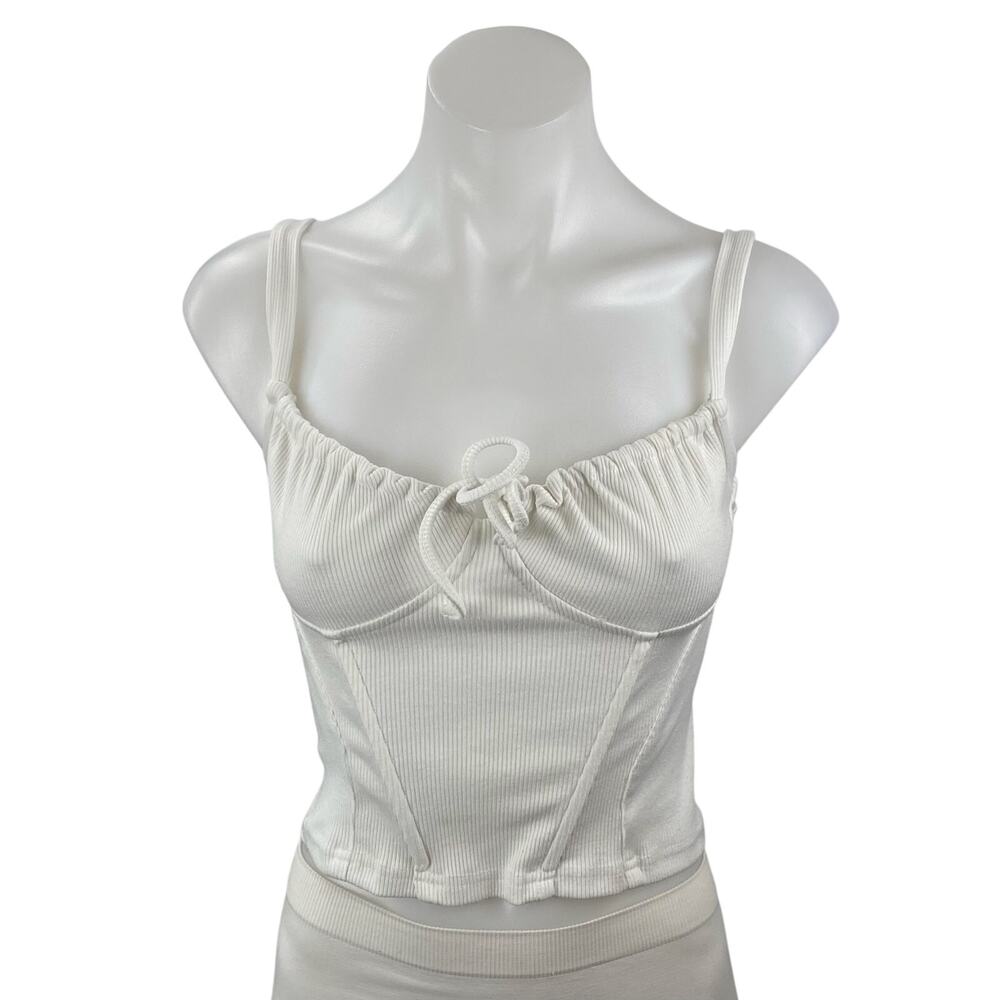 Princess Polly Made With Love Women's White Sleeveless Crop Cami Corset Top Sz 2